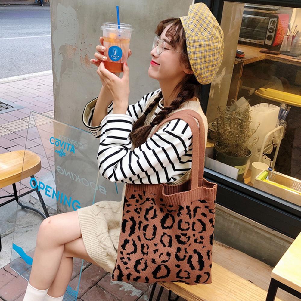 Túi Xách Cotton Dệt Kim Phong Cách Hàn Quốc Dễ Thương Cho Nữ