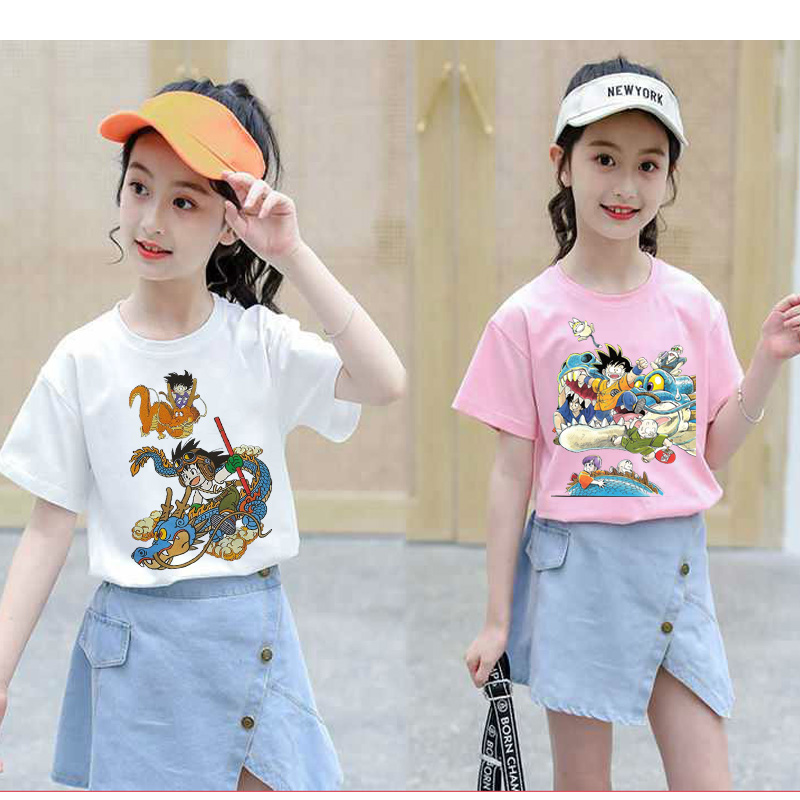 Áo Thun Cotton + Polyester In Hoạt Hình Dragon Ball Thời Trang Mùa Hè Cho Bé