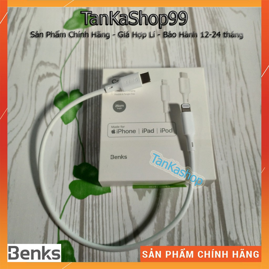 Cáp Sạc Nhanh Benks M13 Dài 25cm Chip C94 chuẩn MFi - Type-c to Lightning