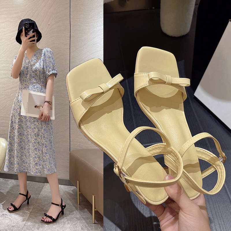 Giày Cao Gót Da Đính Nơ Thời Trang Công Sở Cho Nữ