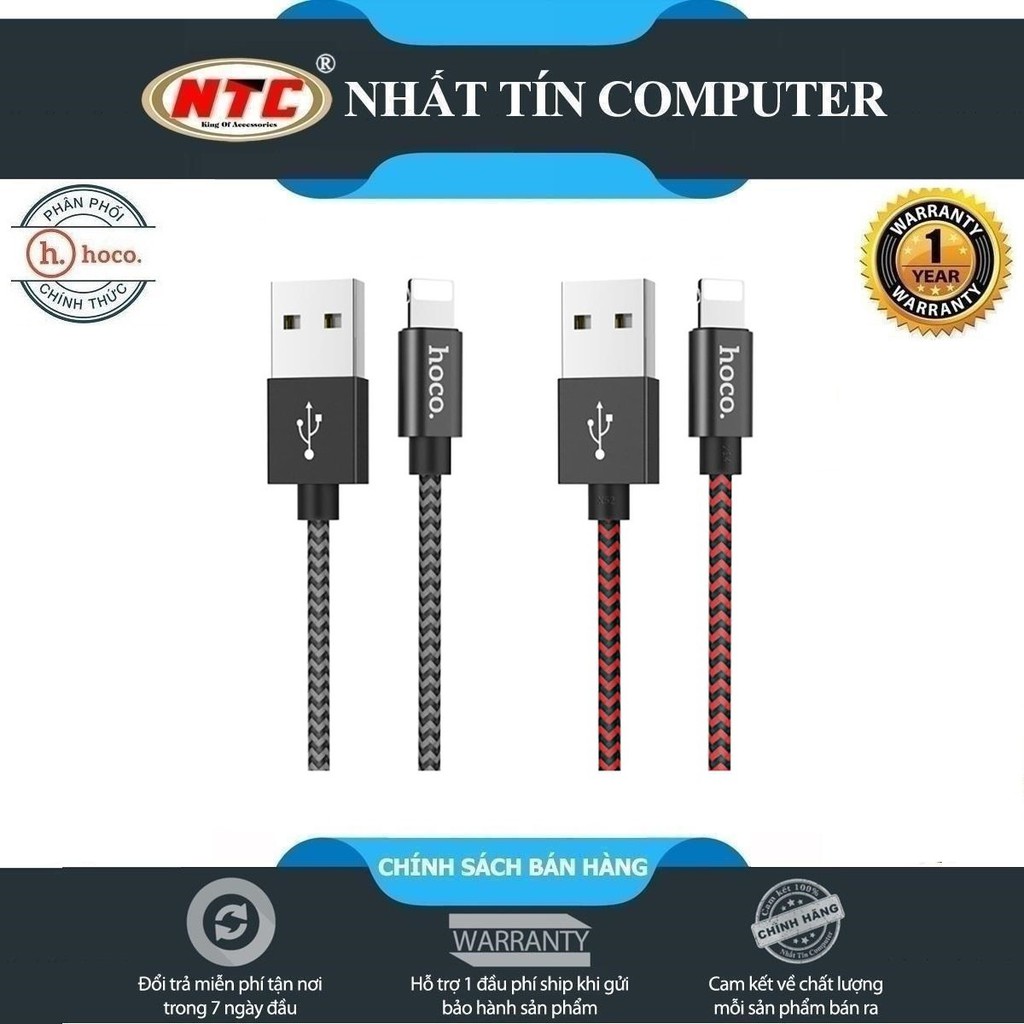 Cáp sạc và truyền dữ liệu Hoco X14 Max cổng lightning dây dù điện áp max 3A dài 1M