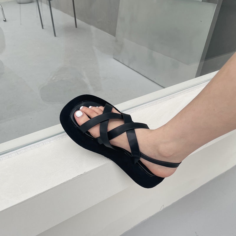 Dép Sandal Dây dây đế độn đi cực êm Ulzzang