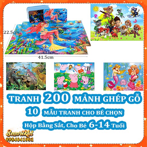 Tranh Xếp Hình 200 Mảnh Hộp Sắt Cho Bé 5-12 Tuổi