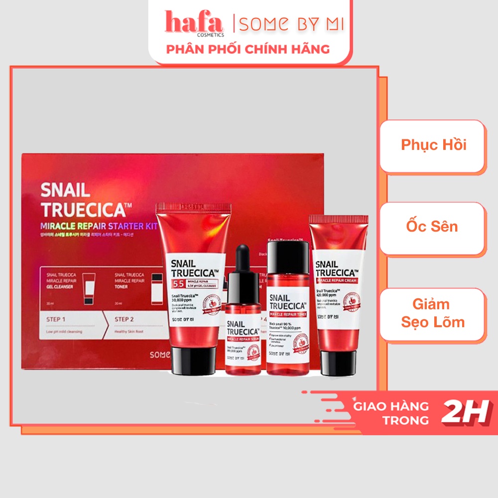 [Set 4 Items]Bộ Kit dưỡng phục hồi da, cải thiện sẹo lõm Some By Mi Snail Truecica Miracle Repair Starter Kit