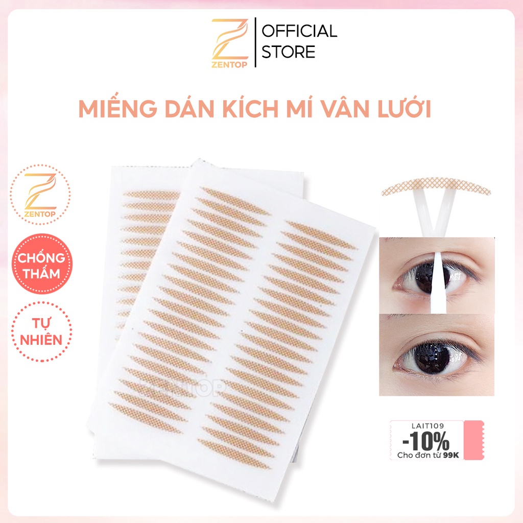 Miếng dán kích mí vân lưới siêu tàng hình set 40 cái giúp đôi mắt to tròn tự nhiên ZENTOP