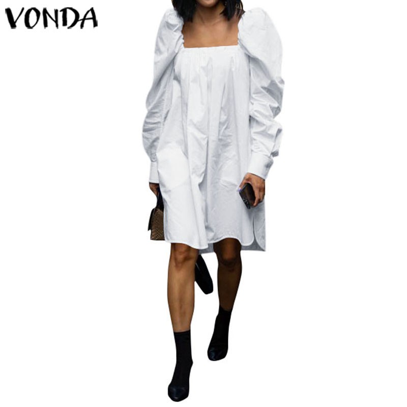 Đầm VONDA Tay Dài Cổ Vuông Quá Cỡ Thời Trang Cho Nữ