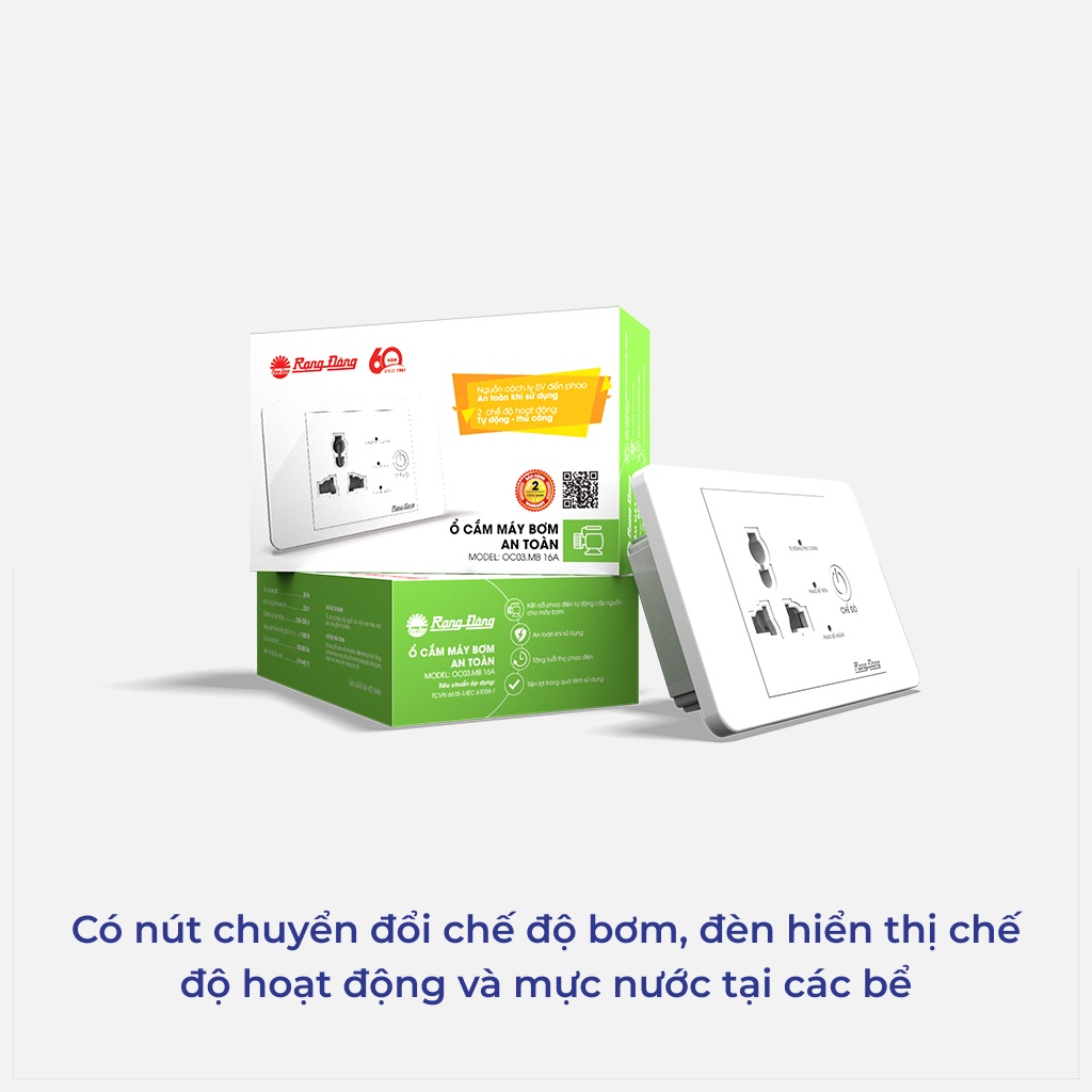 Ổ cắm máy bơm an toàn Rạng Đông, Model: OC03.MB 16A