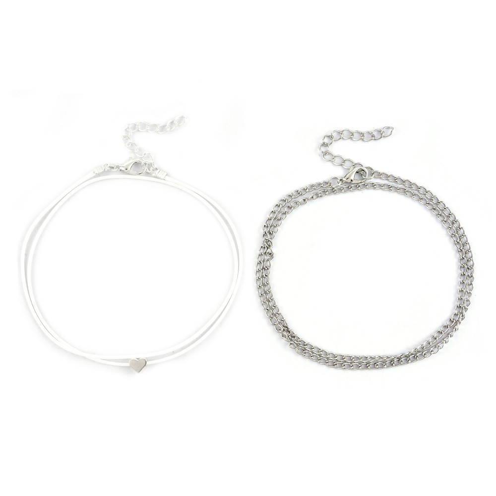Set 2 lắc chân trang trí mặt trái tim trẻ trung cho nữ | BigBuy360 - bigbuy360.vn