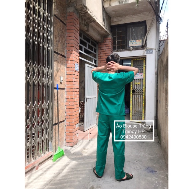 Bộ quần áo phẫu thuật nam nữ cao cấp - bộ quần áo blouse phẫu thuật xanh lá