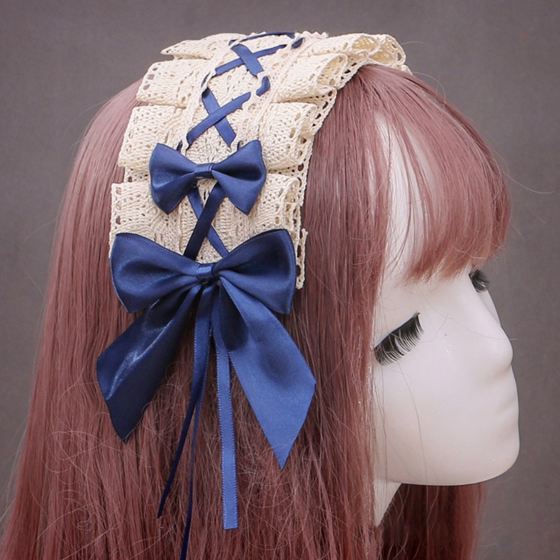 Băng Đô Ren Phối Ruy Băng Hóa Trang Cô Hầu Gái Phong Cách Lolita