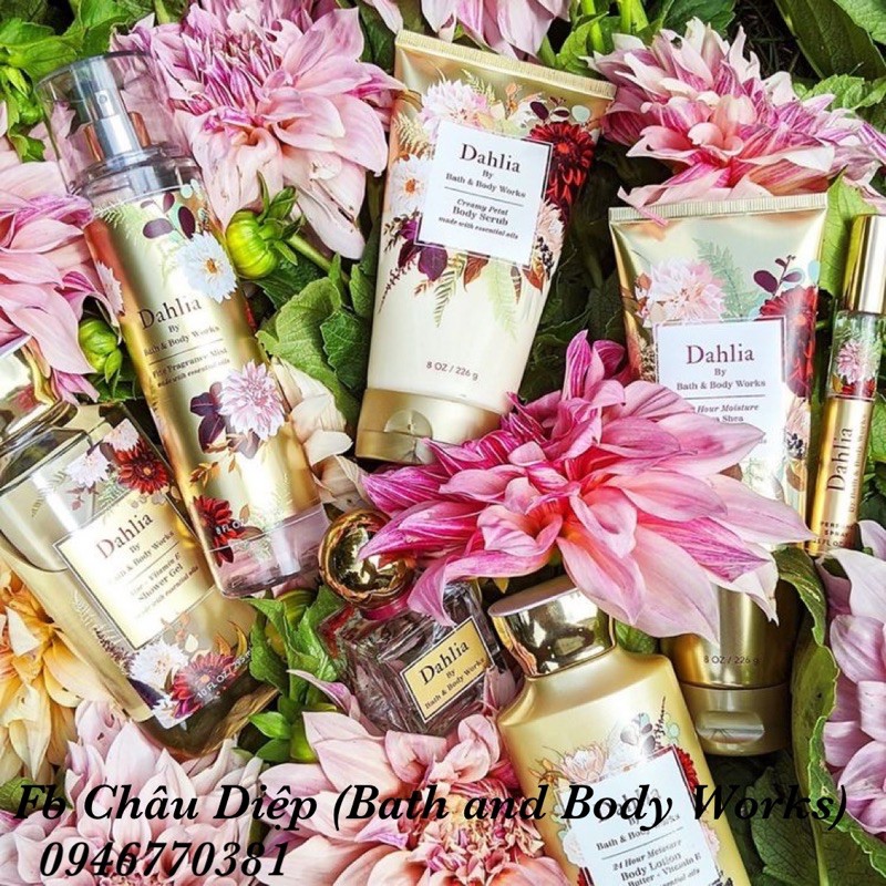 Hương Dahlia: Sữa tắm, sữa dưỡng thể, xịt thơm Bath and Body Works