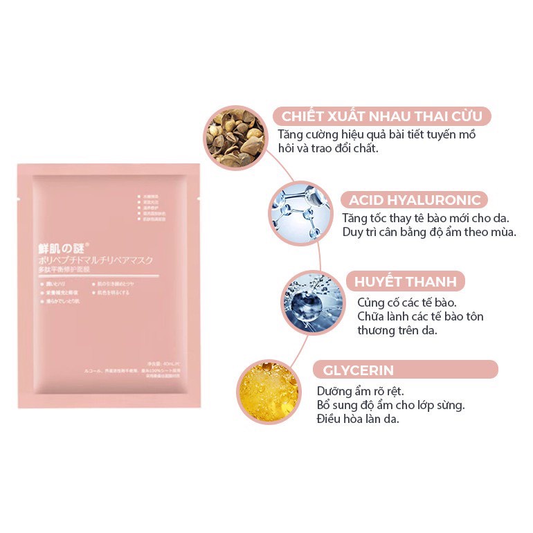 Mặt nạ nhau thai cừu Meeaorganic Nhật Bản Rwine Beauty  dưỡng da, cung cấp độ ẩm, tái tạo collagen - MNNT