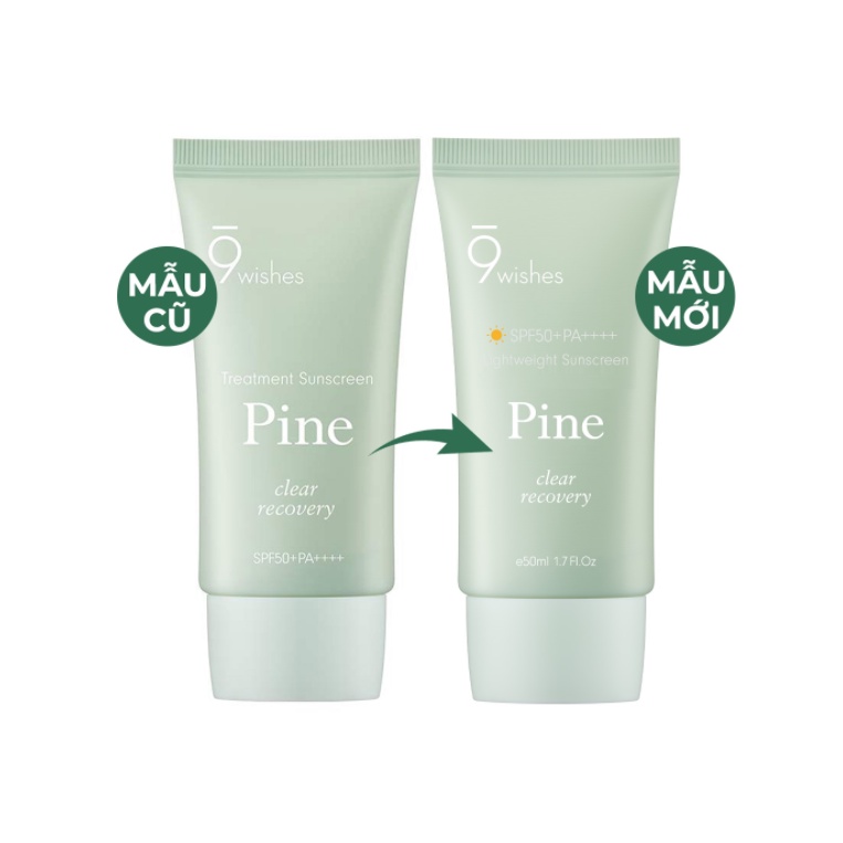 Kem Chống Nắng 9Wishes Cấp Ẩm, Hỗ Trợ Phục Hồi Da 9Wishes Pine lightweight Suncreen SPF50+ PA++++ 50ml