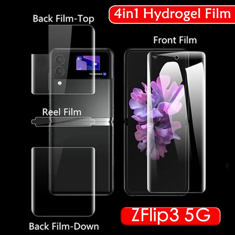 Set 4 miếng dán Hydrogel bảo vệ màn hình cho Samsung Galaxy Z Flip 5 4 3 ZFlip3 ZFlip 3 Flip3