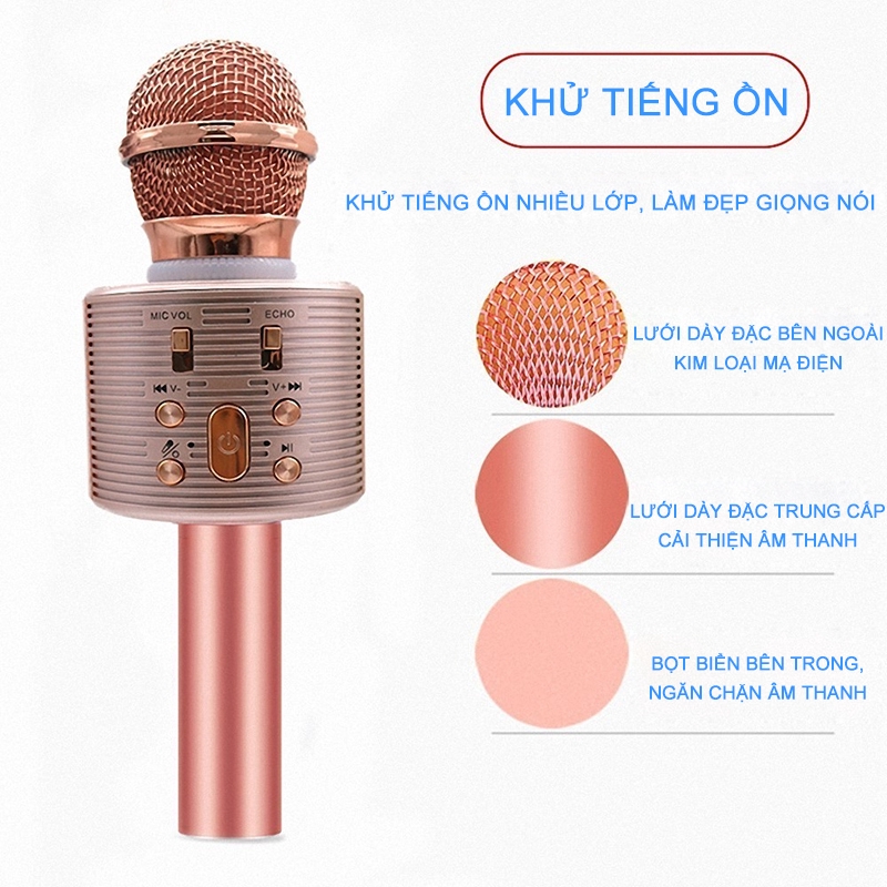 mic hát karaoke cầm tay mini - Micro karaoke bluetooth không dâymicro karaoke gia đình Âm thanh nổi 3D [NBHTV6]