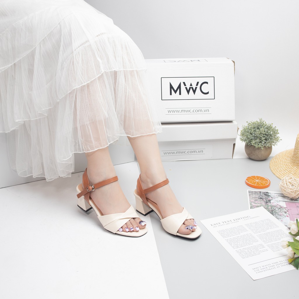 Giày Sandal Cao Gót MWC Đế Vuông 5CM Quai Chéo Thanh Lịch NUCG- 3921
