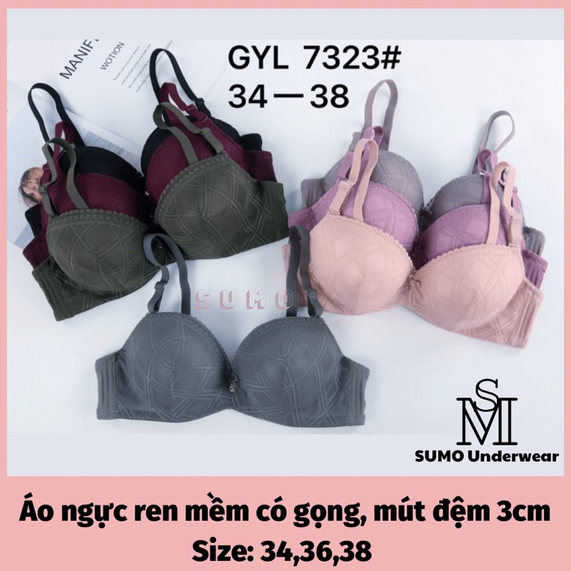Áo lót ren mềm nâng đẩy ngực, có gọng định hình chống chảy xệ. SUMO Underwear-7326,7323