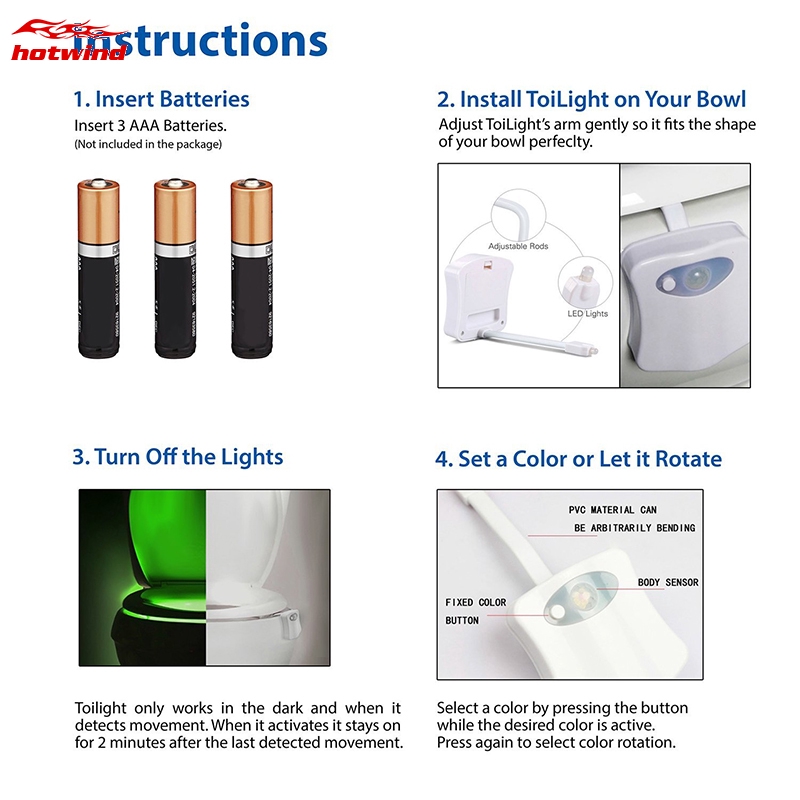 Đèn Led Cảm Biến Chuyển Động 8 Màu Cho Bồn Cầu