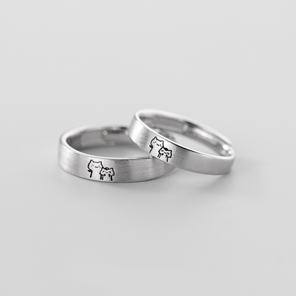 Set 2 Nhẫn Cặp Đôi Hình Mèo Kitty Dễ Thương