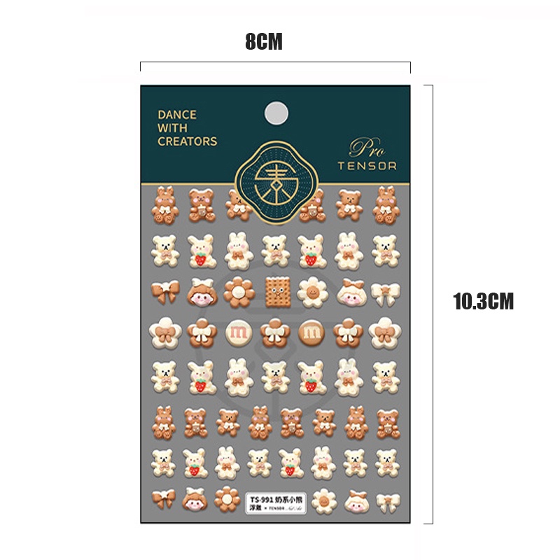 Miếng Dán Trang Trí Móng Tay Tự Dính Hình Thỏ Hoạt Hình Nhiều Màu Sắc