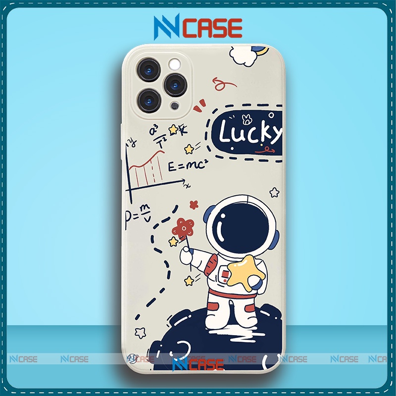 Ốp lưng iPhone Phi hành gia cute cạnh viền vuông silicon mềm dẻo cho iphone 6/6s/7/8/X/XS/11/12/13 Pro Plus Max
