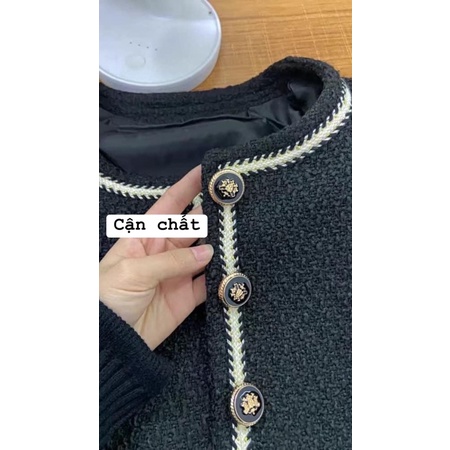 Áo dạ tweed màu đen, dày dặn , 2 lớp