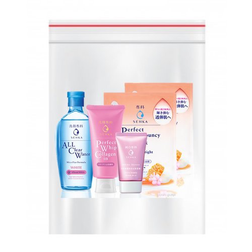 Bộ sản phẩm Senka trắng hồng chuẩn Nhật (SRM Collagen 120g, CN Serum CC 40g, All Clear Water 230ml, Mask 25ml)_95105 | BigBuy360 - bigbuy360.vn