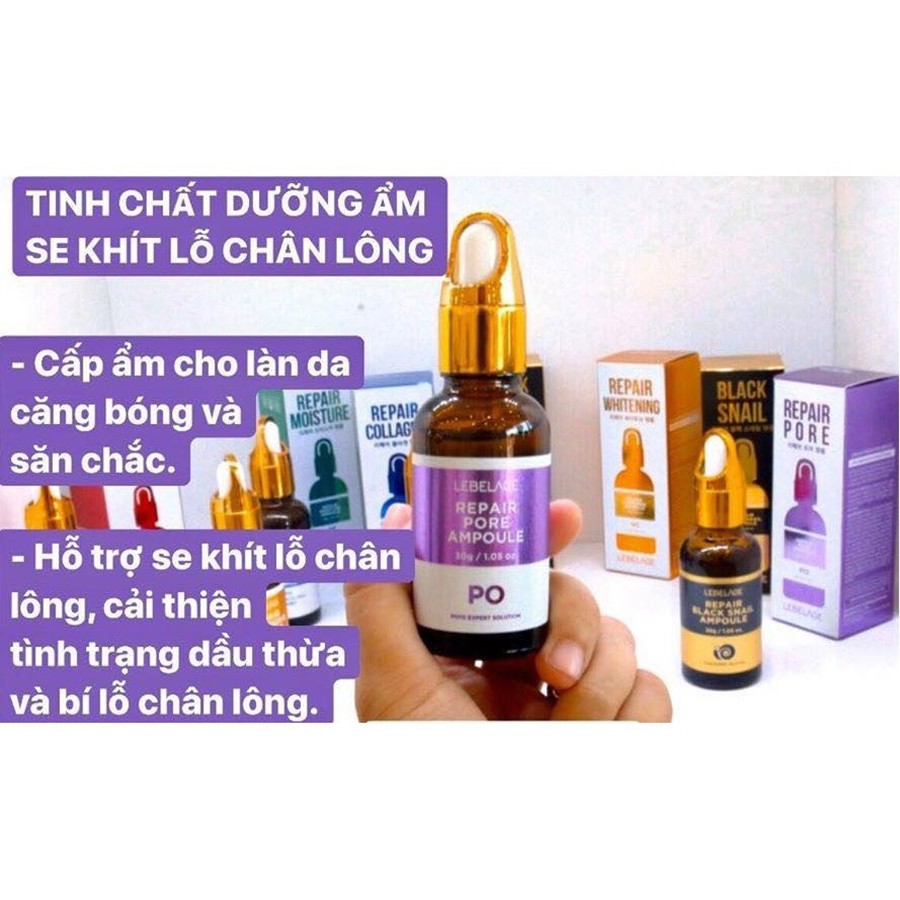 serum phục hồi da giảm thâm mờ nếp nhăn làm mịn và dưỡng ẩm làm sáng da lebelage repair pore ampoule 30ml lamicare