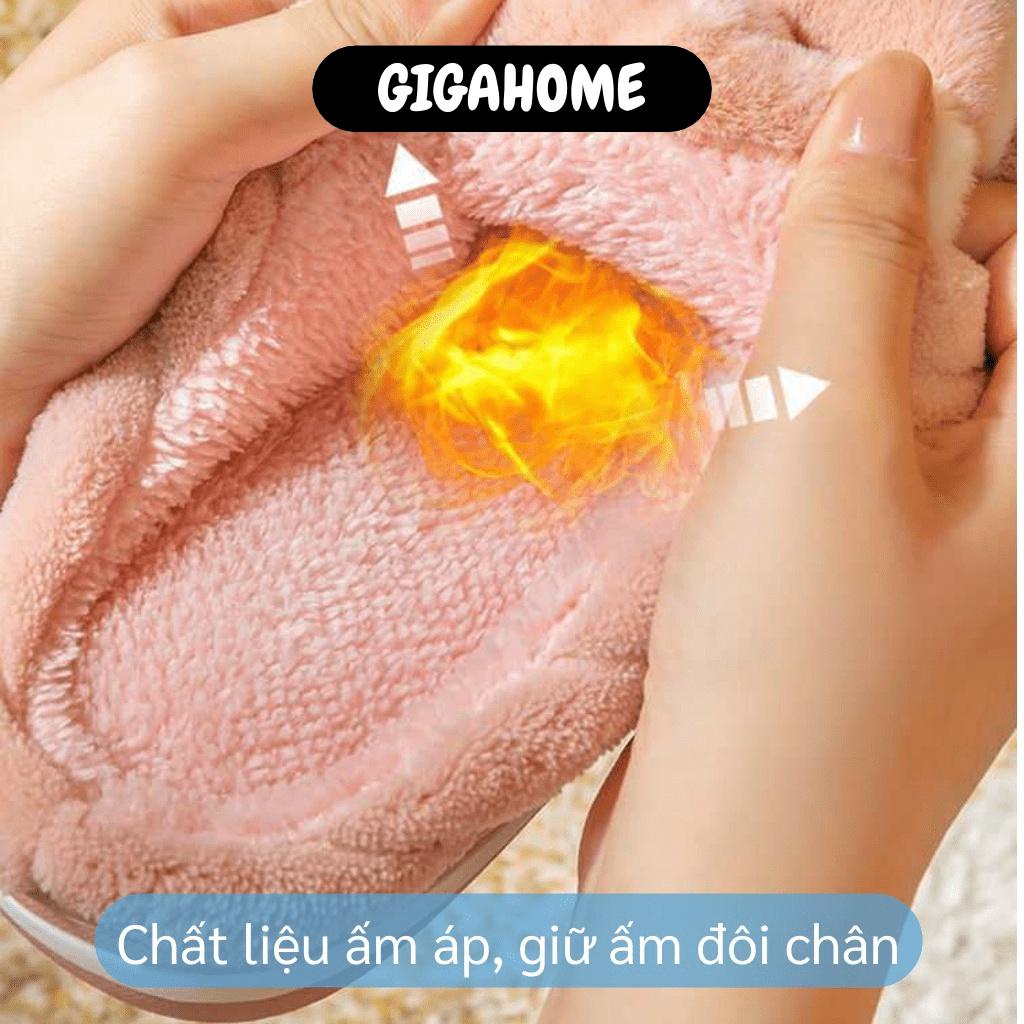 Dép Bông Ulzang GIGAHOME Dép Lông Sọc Tai Thỏ Mang Trong Nhà, Giữ Ấm Đôi Chân 10520