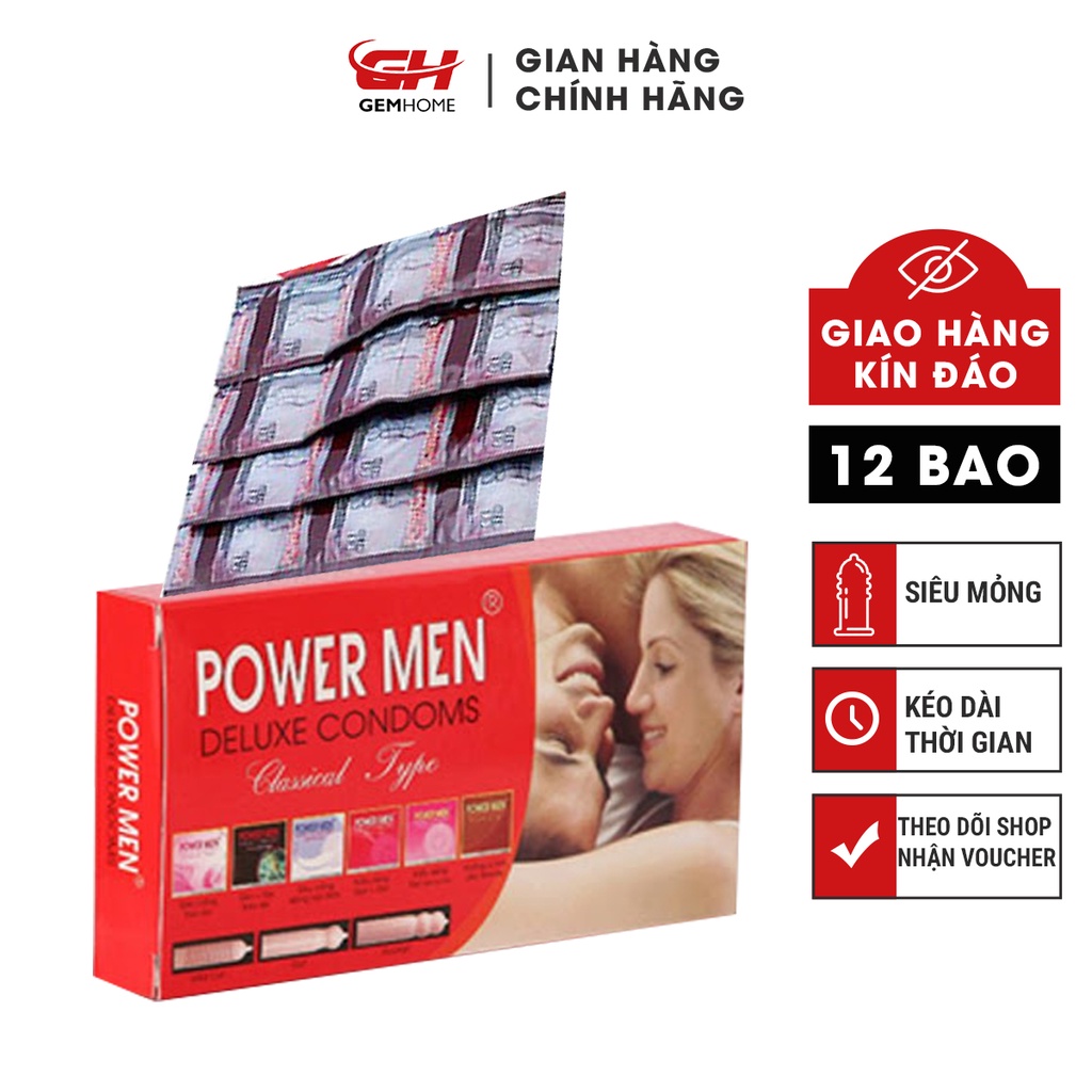 Bao cao su Powermen ôm sát Gia Đình Hộp 12 Chiếc GEMHOME