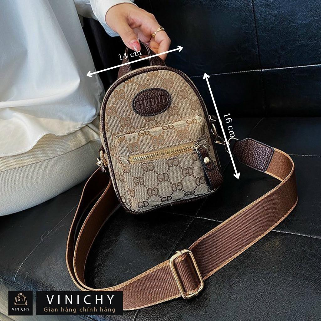 Balo nữ nhỏ, mini, đeo chéo, túi đi chơi, đi học VINICHY, da cao cấp size 14cm HA069