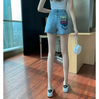 Quần short denim lưng cao thời trang nữ