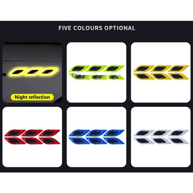 Set 6 miếng dán sợi carbon phản quang chống va chạm cho xe hơi