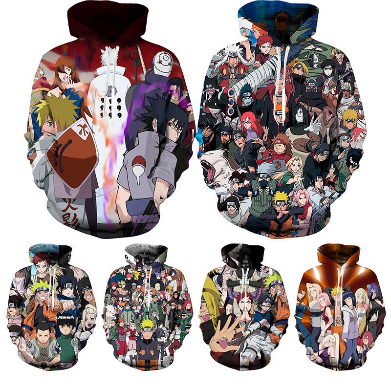 Áo Hoodie Tay Dài Oversize In Họa Tiết Naruto 3d Thời Trang Thu Đông Cho Nam Và Nữ