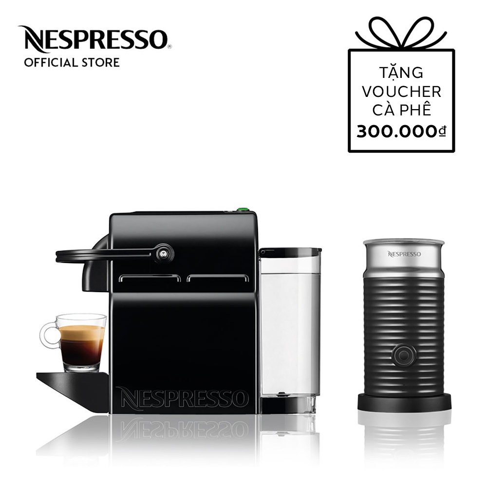 [Mã ELHADEV giảm 4% đơn 300K] Bộ máy pha cà phê Nespresso Inissia - Đen &amp; máy đánh sữa Aeroccino 3