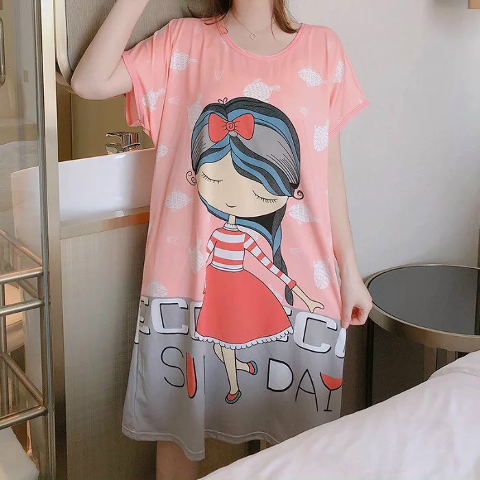 Váy Ngủ💛FREESHIP💛 Váy Nữ Đẹp Dáng Suông Chất Cotton Mát, Mịn Họa Tiết Dễ Thương Siêu Rẻ