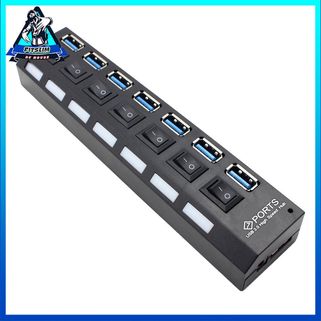 Hub tốc độ cao USB 3.0 nhỏ gọn với 7 cổng riêng biệt với nguồn điện