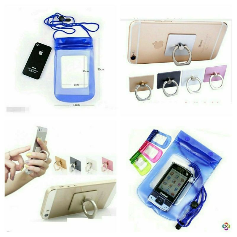 Combo 2 món túi đeo chống nước với nhẫn giữ điện thoại
