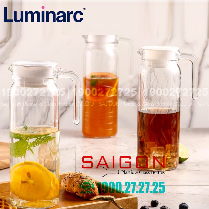 Bình Nước Thủy Tinh Luminarc Dona Embossment 1000ml | Tùy Chọn Hoa Văn Trên Bình