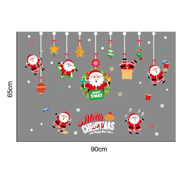 Decal dán tường noel- Rèm noel đỏ nhí