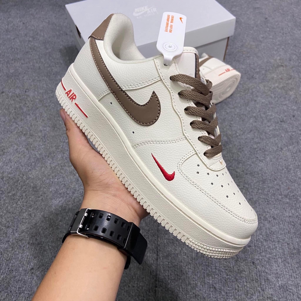 Giày thể thao Nike_AF1 vệt nâu, Giày sneaker Air Force 1 Low White Brown nam nữ ( Full Bill Box )