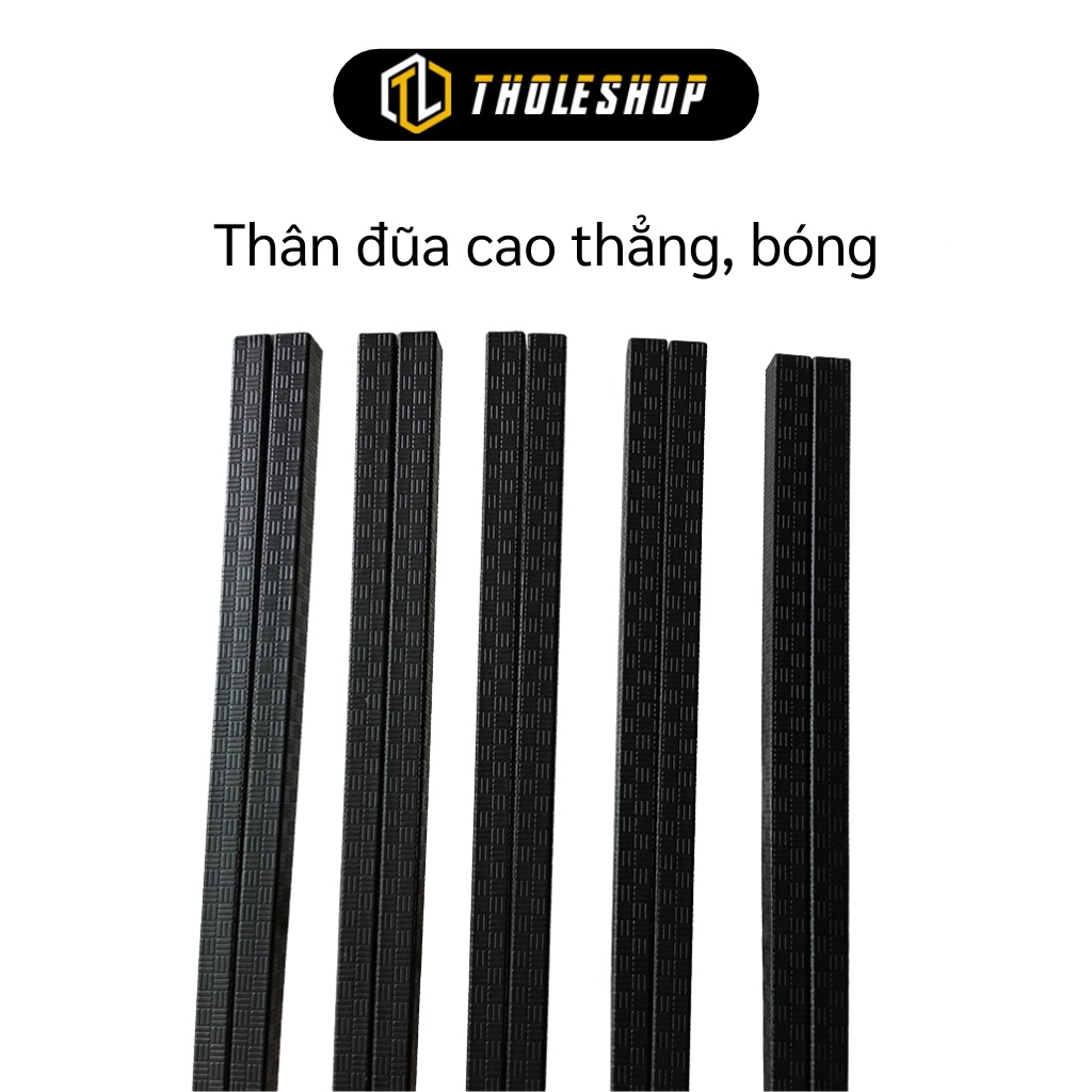 Bộ Đũa Ăn - Bộ 10 Đôi Đũa Hợp Kim Màu Đen Chịu Nhiệt Cao, Chống Trượt Sang Trọng 7995