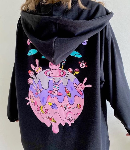 Áo Hoodie Zip Candy Land’s/ Áo Khoác Tay Dài Túi Bụng Ảnh Thật