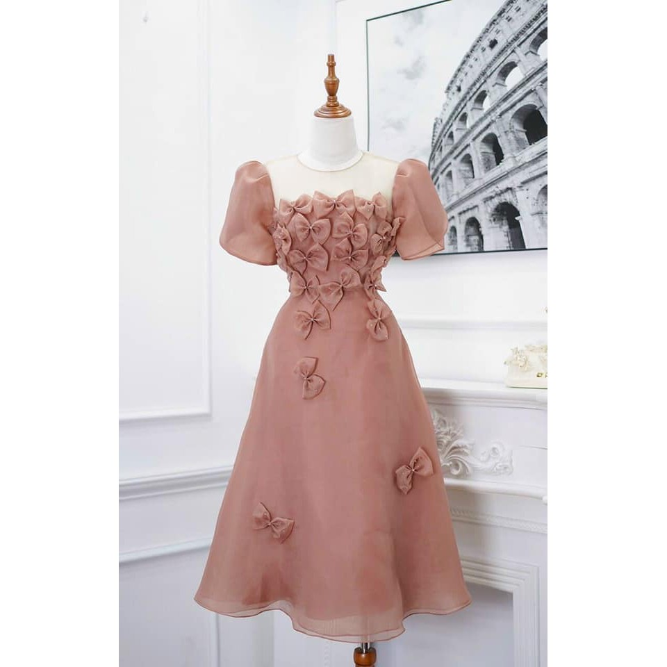 Đầm dự tiệc dáng xòe hoa nổi 3D đính cườm Lozy Dress