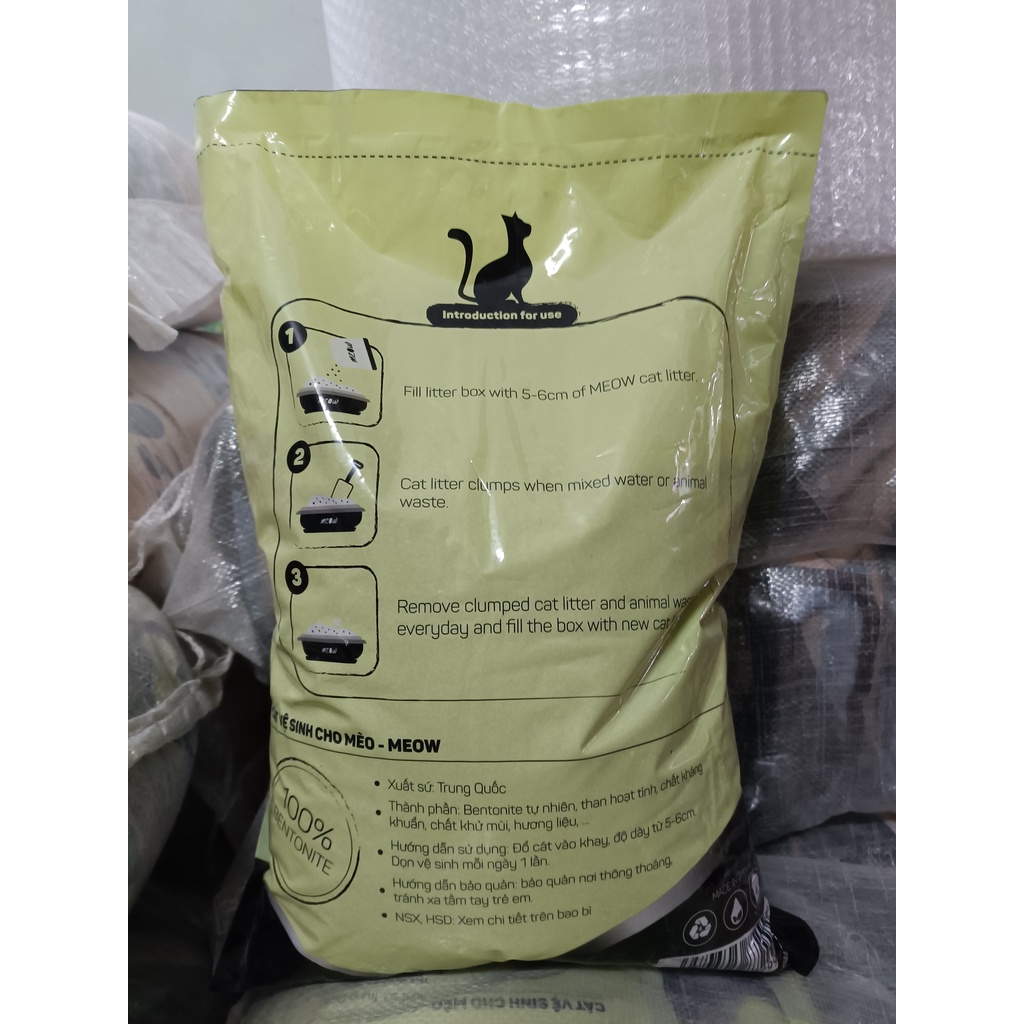 Cát vệ sinh cho mèo Meow Cat 8L hương cà phê, Cát vệ sinh cho mèo khử mùi, vón cục
