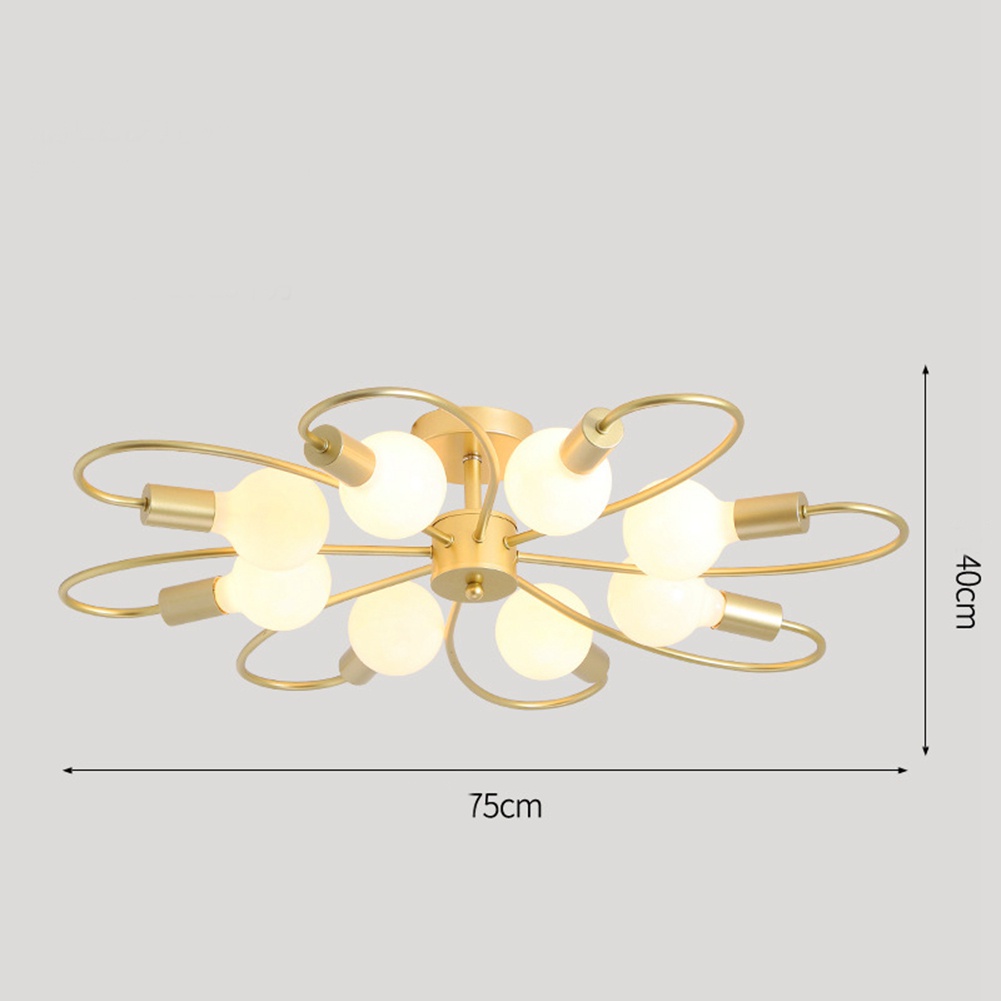 Đèn trần 8 bóng LED màu vàng đen đơn giản sáng tạo phong cách Bắc Âu trang trí phòng khách/phòng ngủ