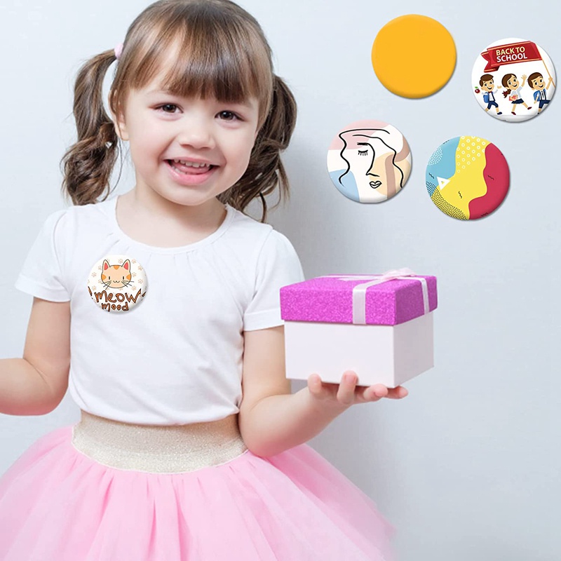 Bộ 100 Nút Tròn Bằng Kim Loại 58mm Dùng Làm Huy Hiệu Cài Áo Sau