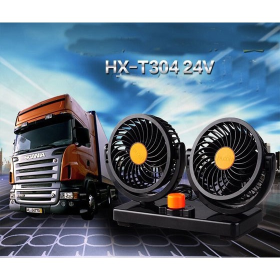 QUẠT MÁY ĐÔI 12V/24V CỠ LỚN TRÊN Ô TÔ XE HƠI - quạt ô tô, quạt làm mát không khí, quạt mini