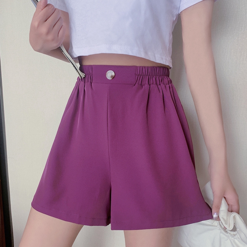 SUXI Quần Đùi Ống Rộng Lưng Cao Phong Cách Hàn Quốc Cho Nữ