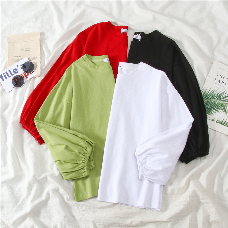 2020 new Korean style loose white top long sleeve T-shirt Women Clothes Tops and Blouse | BigBuy360 - bigbuy360.vn
